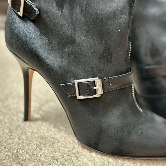 Jimmy Choo Black Suede/Leather Buckle Booties - Picture 3 of 5